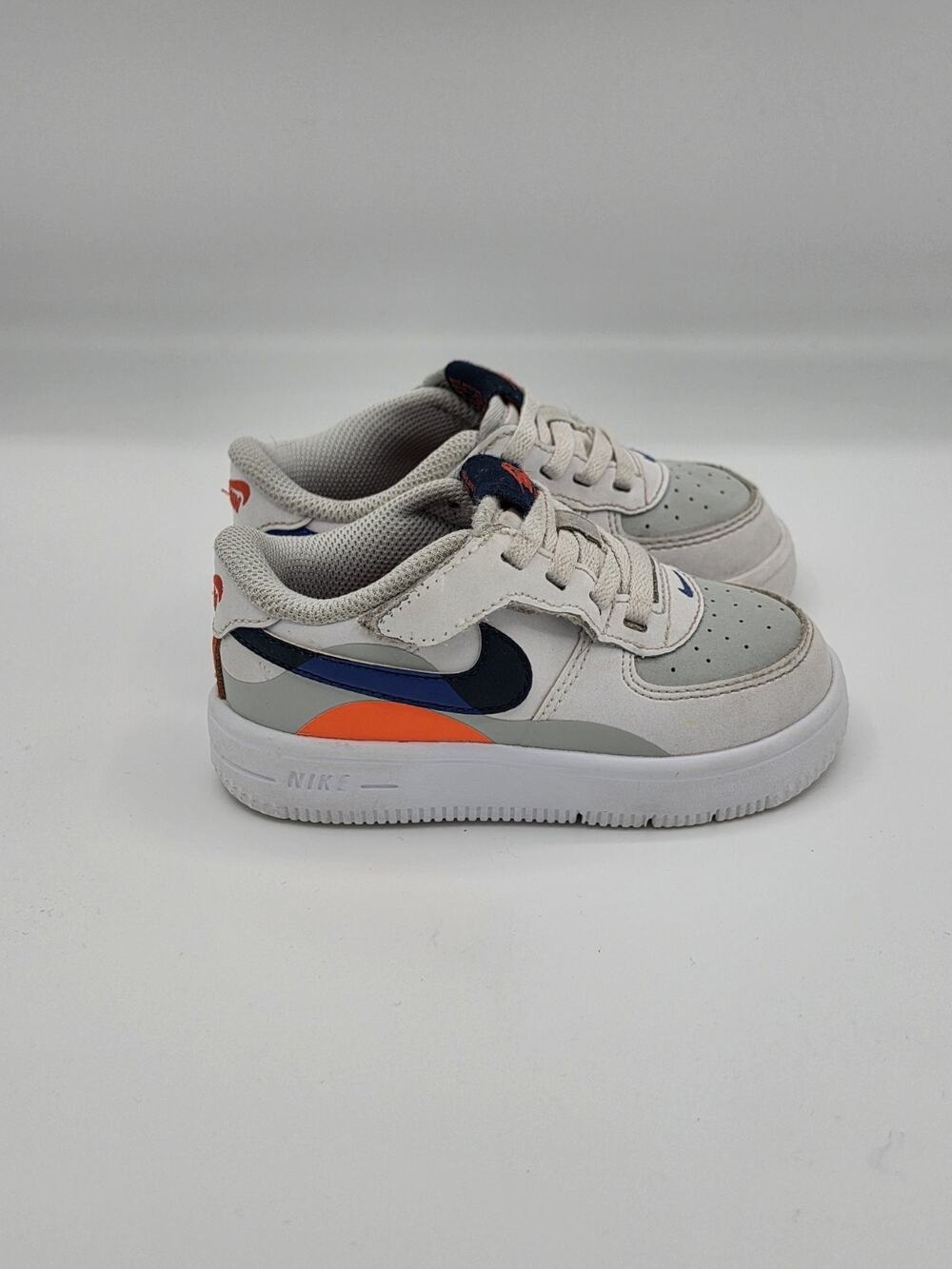 Nike Force 1 Low EasyOn LV8 TD "Upside Down" White Blue Orange - Size 7C